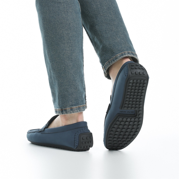 Men's Classic Moc Toe Suede Penny Loafers - DARK BLUE - 7